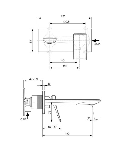 Смеситель для раковины без донного клапана Ideal Standard Conca A7371A5