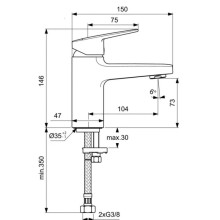 Смеситель для раковины без донного клапана Ideal Standard Ceraplan BD209XG