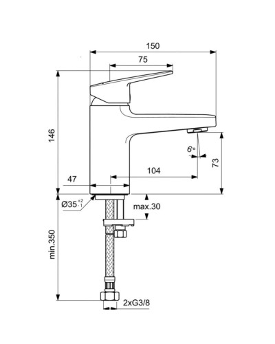 Смеситель для раковины без донного клапана Ideal Standard Ceraplan BD209XG