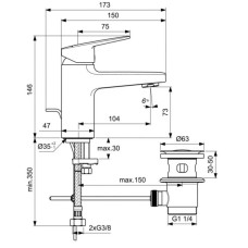 Смеситель для раковины с донным клапаном Ideal Standard Ceraplan BD214XG