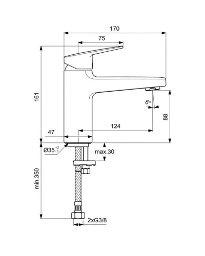 Смеситель для раковины без донного клапана Ideal Standard Ceraplan BD222XG