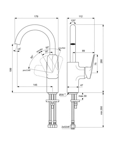 Смеситель для раковины без донного клапана Ideal Standard Ceraplan BD234XG