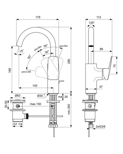 Смеситель для раковины с донным клапаном Ideal Standard Ceraplan BD235XG
