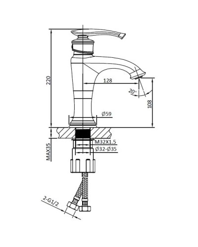 Смеситель для раковины AltroBagno Beatrice AltroBagnoBeatrice0112Cr