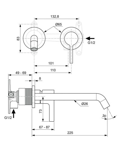 Смеситель для раковины без донного клапана Ideal Standard Joy A7379AA