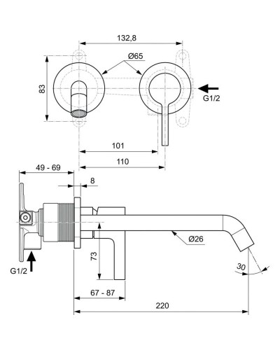 Смеситель для раковины без донного клапана Ideal Standard Joy A7378A2