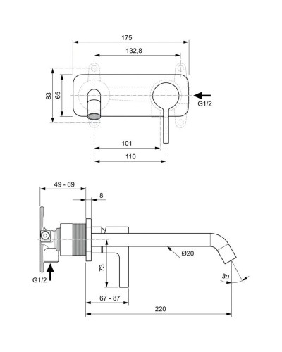 Смеситель для раковины без донного клапана Ideal Standard Joy A7381AA