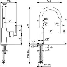 Смеситель для раковины без донного клапана Ideal Standard Joy BD148AA