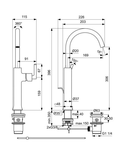 Смеситель для раковины с донным клапаном Ideal Standard Joy BD155A5