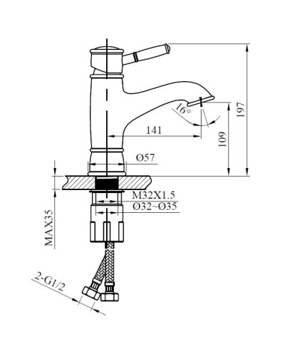 Смеситель для раковины AltroBagno Beatrice Duo AltroBagnoBeatriceDuo0129Bi