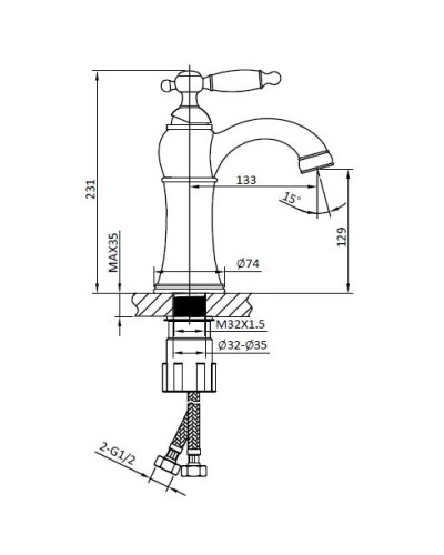 Смеситель для раковины AltroBagno Opera AltroBagnoOpera0119BrGi