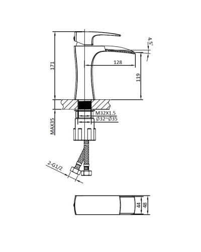 Смеситель для раковины AltroBagno Cascata AltroBagnoCascata0111BiCr