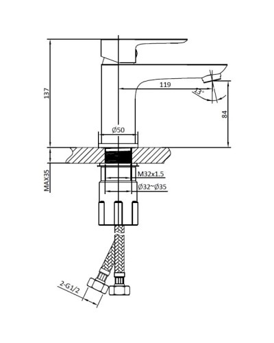 Смеситель для раковины AltroBagno Diretto AltroBagnoDiretto0107Bi