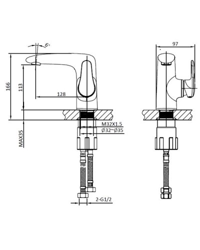 Смеситель для раковины AltroBagno Squalo AltroBagnoSqualo0106Cr