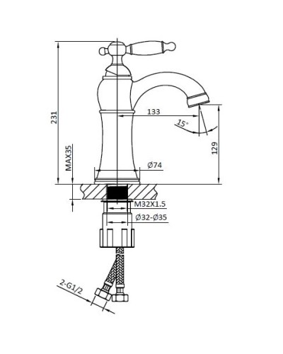 Смеситель для раковины AltroBagno Opera AltroBagnoOpera0118OrGi