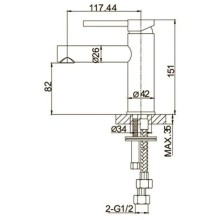 Смеситель для раковины без донного клапана Caprigo Don 53-020-CRM