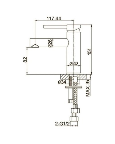 Смеситель для раковины без донного клапана Caprigo Don 53-020-CRM