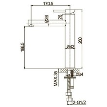Смеситель для раковины без донного клапана Caprigo Don 53-023-NER