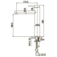 Смеситель для раковины без донного клапана Caprigo Don 53-023-BRG