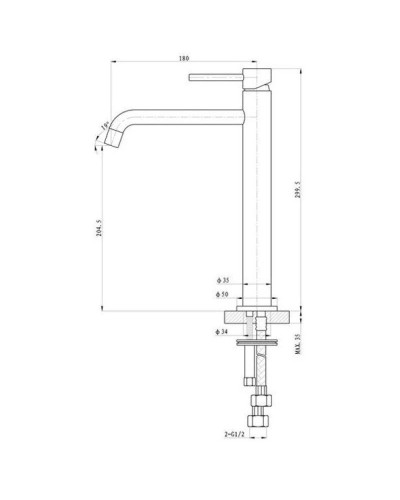 Смеситель для раковины без донного клапана Caprigo Don 53-025-CRM
