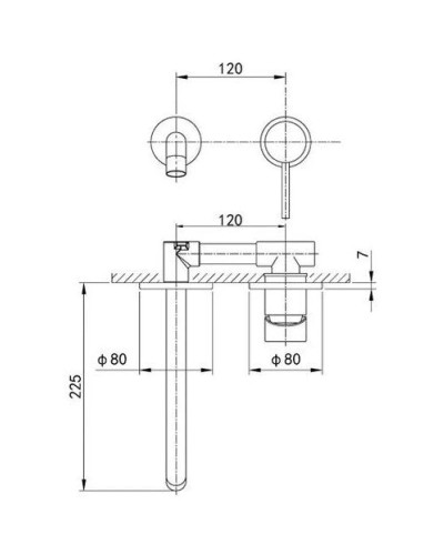 Смеситель для раковины без донного клапана Caprigo Don 53-027-NER