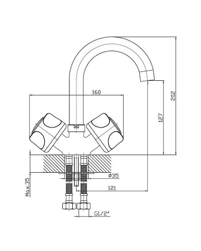 Смеситель для раковины Orange Classic R M73-011cr Хром