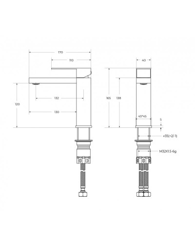 Смеситель для раковины без донного клапана CEZARES SLIDER-LS-01-W0