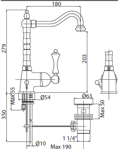 Смеситель для раковины с донным клапаном CEZARES MARGOT-LSM2-NOP