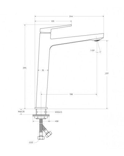 Смеситель для накладной раковины без донного клапана BelBagno ARDENTE-LMC-CRM-W0