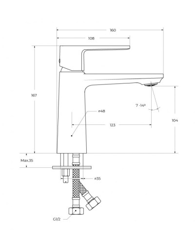 Смеситель для раковины без донного клапана CEZARES LUX-LS-01-W0