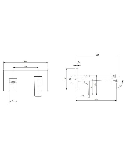 Смеситель для раковины с донным клапаном Villeroy & Boch Architectura Square TVW12500300064