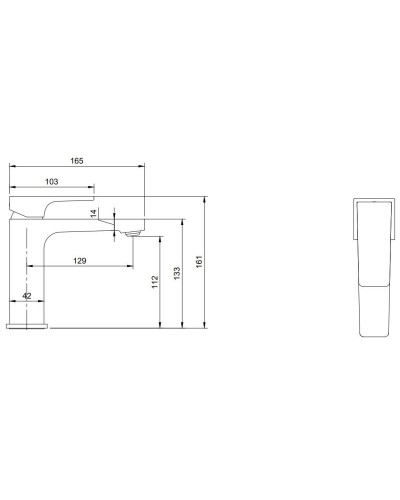 Смеситель для раковины без донного клапана Villeroy & Boch Architectura Square TVW125004000K5