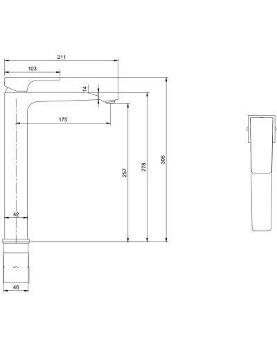 Смеситель для раковины с донным клапаном Villeroy & Boch Architectura Square TVW125002000K5