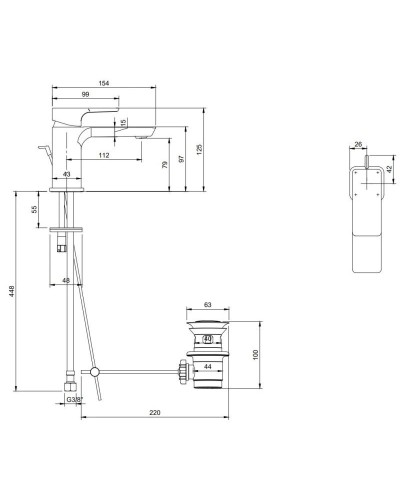 Смеситель для раковины с донным клапаном Villeroy & Boch Subway 3.0 TVW11200100061