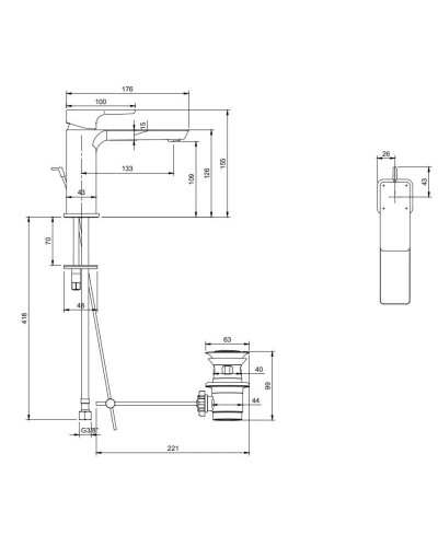 Смеситель для раковины с донным клапаном Villeroy & Boch Subway 3.0 TVW11200200061