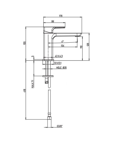 Смеситель для раковины без донного клапана Villeroy & Boch Subway 3.0 TVW11200300061