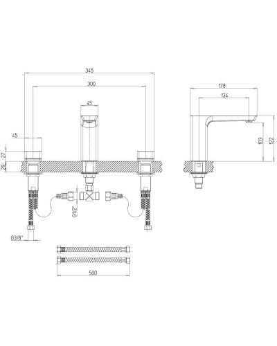 Смеситель для раковины без донного клапана Villeroy & Boch Subway 3.0 TVW11200500061