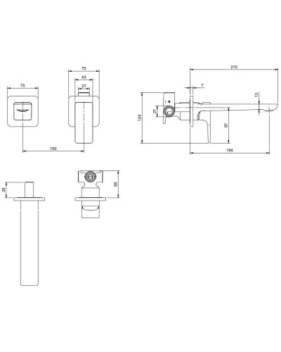 Смеситель для раковины без донного клапана Villeroy & Boch Subway 3.0 TVW11200700061