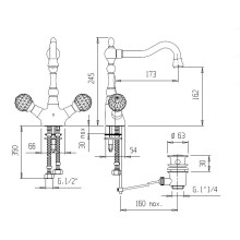 Смеситель для раковины CEZARES ATLANTIS-NOSTALGIA-LS2-A-01