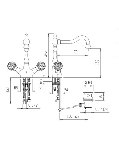 Смеситель для раковины CEZARES ATLANTIS-NOSTALGIA-LS2-A-01