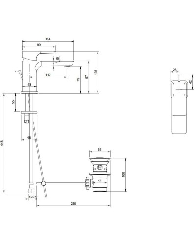 Смеситель для раковины с донным клапаном Villeroy & Boch Subway 3.0 TVW11200100064