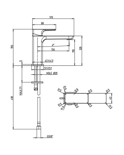 Смеситель для раковины без донного клапана Villeroy & Boch Subway 3.0 TVW11200300064