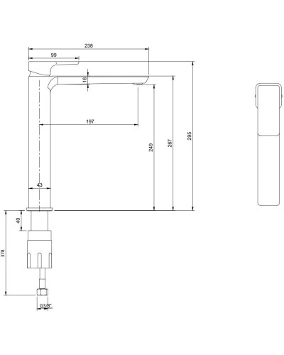Смеситель для раковины без донного клапана Villeroy & Boch Subway 3.0 TVW11200400064