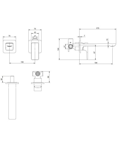 Смеситель для раковины без донного клапана Villeroy & Boch Subway 3.0 TVW11200700064