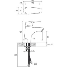 Смеситель для умывальника Ravak Neo NO 012.00