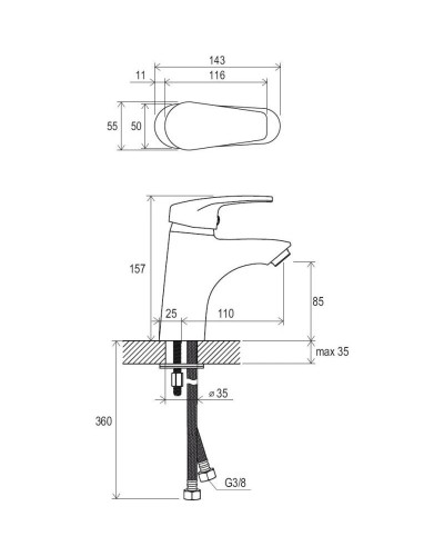 Смеситель для умывальника Ravak Neo NO 012.00