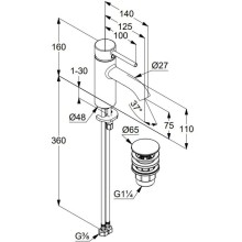Смеситель для раковины с донным клапаном Kludi Bozz 382665376