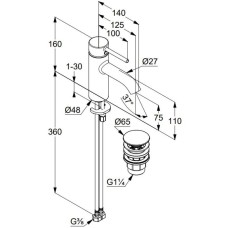 Смеситель для раковины с донным клапаном Kludi Bozz 382665376