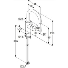 Смеситель для раковины без донного клапана Kludi Bozz 380285376