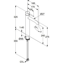 Смеситель для раковины без донного клапана Kludi Bozz 382865376